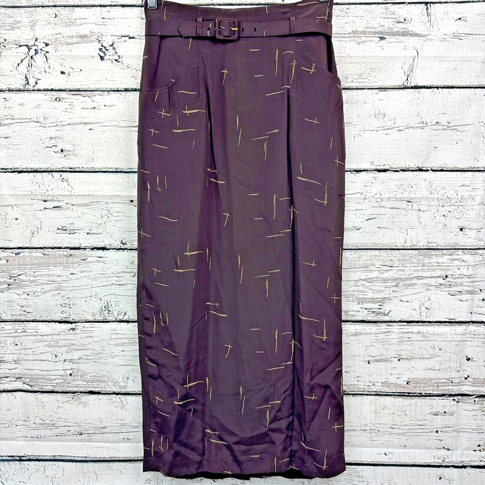CW (Clifford & Willis) Purple‎ Belted Women's Silk Lined Skirt [Size 8]